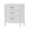 Petra 3-Drawer White 22 in. W x 15.8 in. D x 28 in. H Nightstand with Retro Cabriole Legs and Drop Handles by JAYDEN CREATION