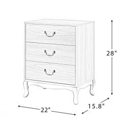 Petra 3-Drawer White 22 in. W x 15.8 in. D x 28 in. H Nightstand with Retro Cabriole Legs and Drop Handles by JAYDEN CREATION -JAYDEN CREATION Sales white jayden creation nightstands nsls0372 white 76 1000