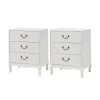 Petra 3-Drawer White 22 in. W x 1 in. D x 28 in. H Nightstand with Retro Cabriole Legs and Drop Handles (Set of 2) by JAYDEN CREATION