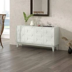 Kamis 60 in. W White Sideboard with Solid Wood Legs by JAYDEN CREATION -JAYDEN CREATION Sales white jayden creation sideboards buffet tables sbhm0574 white 31 1000