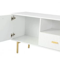 Idacio 57.7 in. W White TV Stand for TVs up to 65 in. with Drawer by JAYDEN CREATION -JAYDEN CREATION Sales white jayden creation tv stands tvsbsd0389 white 44 1000