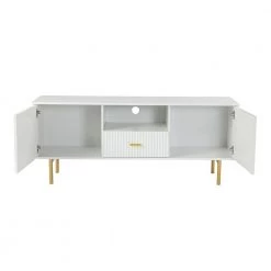 Idacio 57.7 in. W White TV Stand for TVs up to 65 in. with Drawer by JAYDEN CREATION -JAYDEN CREATION Sales white jayden creation tv stands tvsbsd0389 white 4f 1000
