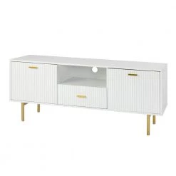 Idacio 57.7 in. W White TV Stand for TVs up to 65 in. with Drawer by JAYDEN CREATION