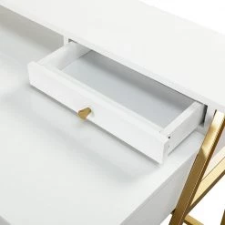 Xiroma White Writing Desk with Golden Base by JAYDEN CREATION -JAYDEN CREATION Sales white jayden creation writing desks dkhn0068 1 1f 1000