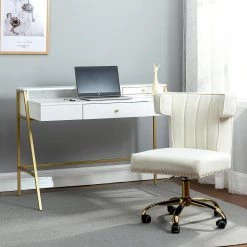 Xiroma White Writing Desk with Golden Base by JAYDEN CREATION -JAYDEN CREATION Sales white jayden creation writing desks dkhn0068 1 31 1000