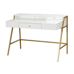Xiroma White Writing Desk with Golden Base by JAYDEN CREATION -JAYDEN CREATION Sales white jayden creation writing desks dkhn0068 1 77 1000
