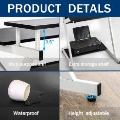 Genoveva 27.6 in. White Writing Desk With Manufactured Wooden and Metal Frame by JAYDEN CREATION -JAYDEN CREATION Sales white jayden creation writing desks smcd307 002ww 77 1000