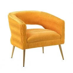 Urania Yellow Armchair with Metal Legs by JAYDEN CREATION