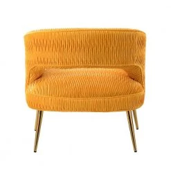 Urania Yellow Armchair with Metal Legs by JAYDEN CREATION -JAYDEN CREATION Sales yellow jayden creation accent chairs chm0577 yellow 66 1000