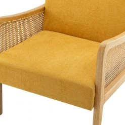 Finebaik Yellow ArmChair with Solid Wood Legs by JAYDEN CREATION -JAYDEN CREATION Sales yellow jayden creation accent chairs chs0461 yellow 4f 1000