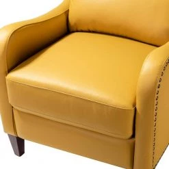 Hyde Yellow Genuine Cigar Leather Recliner with Nailhead Trim (Set of 2) by JAYDEN CREATION 15 Hyde Yellow Genuine Cigar Leather Recliner with Nailhead Trim (Set of 2) by JAYDEN CREATION -JAYDEN CREATION Sales yellow jayden creation recliners rclb0052 yellow s2 1f 1000