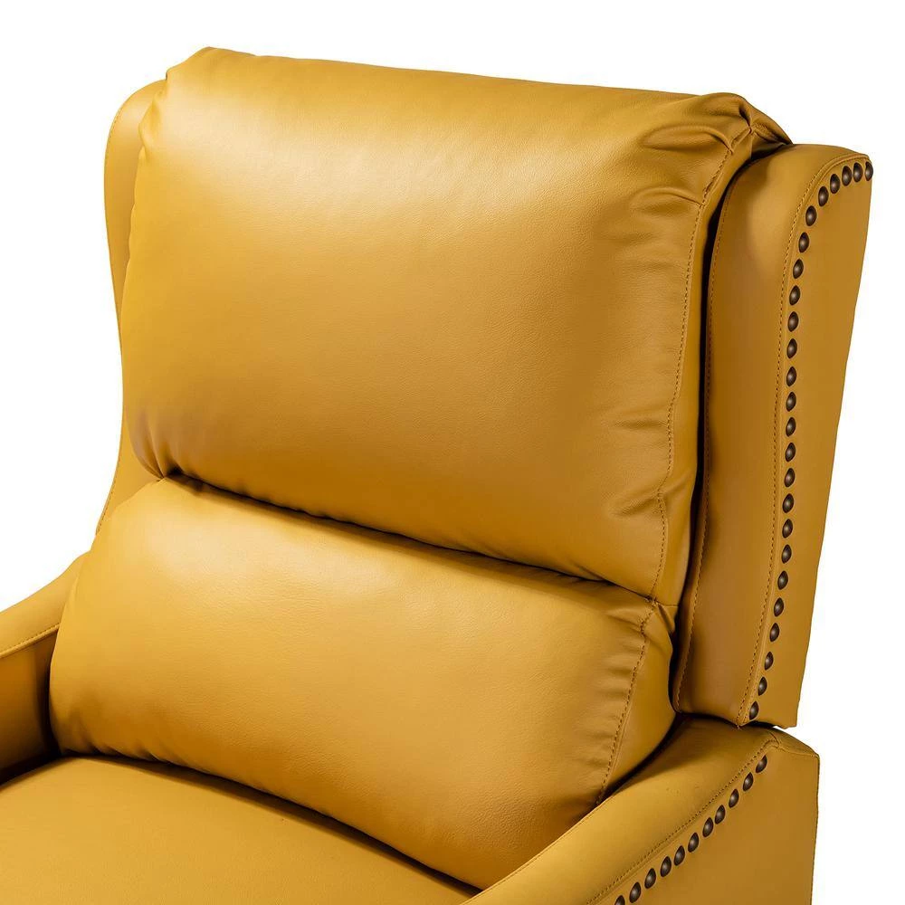 Hyde Yellow Genuine Cigar Leather Recliner with Nailhead Trim (Set of 2) by JAYDEN CREATION 7 Hyde Yellow Genuine Cigar Leather Recliner with Nailhead Trim (Set of 2) by JAYDEN CREATION - Image 7