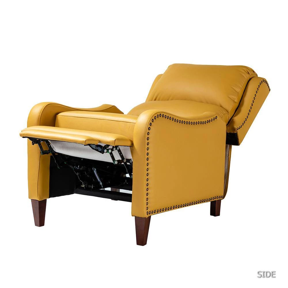 Hyde Yellow Genuine Cigar Leather Recliner with Nailhead Trim (Set of 2) by JAYDEN CREATION 5 Hyde Yellow Genuine Cigar Leather Recliner with Nailhead Trim (Set of 2) by JAYDEN CREATION - Image 5