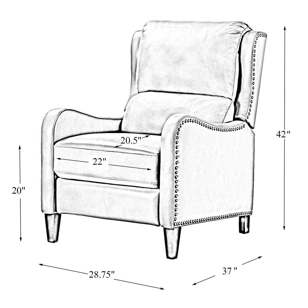 Hyde Yellow Genuine Cigar Leather Recliner with Nailhead Trim (Set of 2) by JAYDEN CREATION 9 Hyde Yellow Genuine Cigar Leather Recliner with Nailhead Trim (Set of 2) by JAYDEN CREATION - Image 9