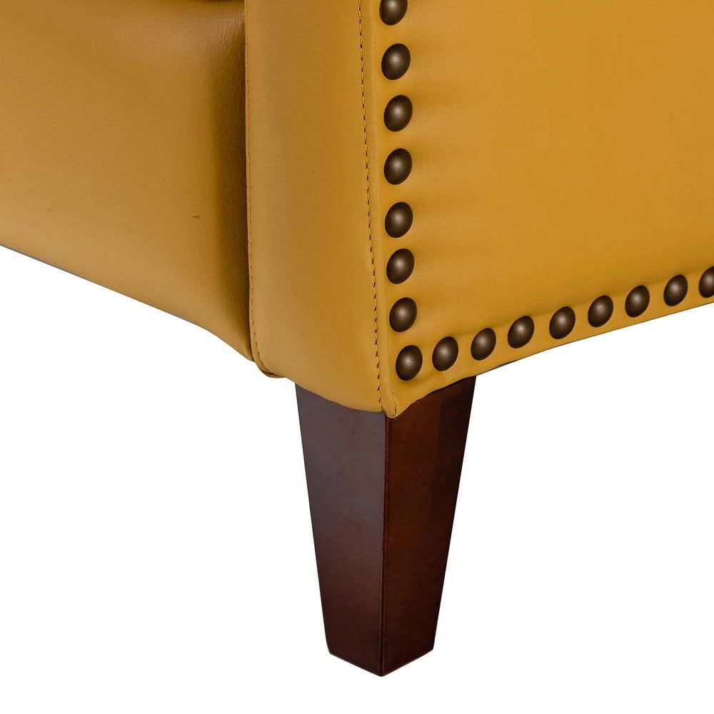 Hyde Yellow Genuine Cigar Leather Recliner with Nailhead Trim (Set of 2) by JAYDEN CREATION 8 Hyde Yellow Genuine Cigar Leather Recliner with Nailhead Trim (Set of 2) by JAYDEN CREATION - Image 8